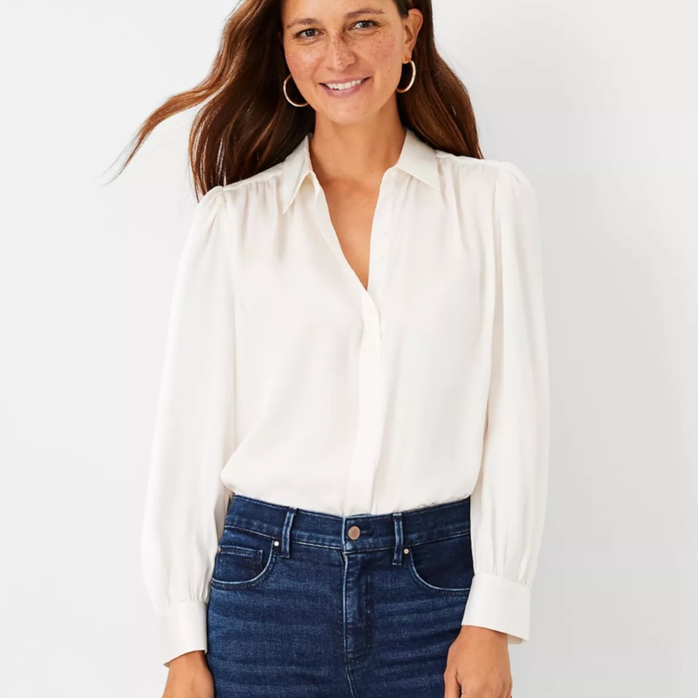 Shirred Blouse White